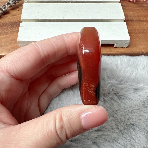 Cute Small Carnelian with Druzy Heart Carving - Picture 4 of 5